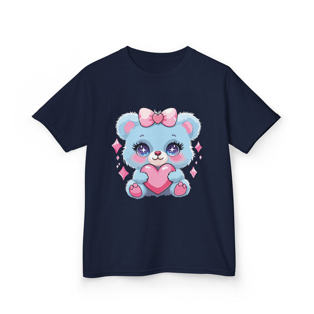 Blue Teddy Heart Kids T-Shirt