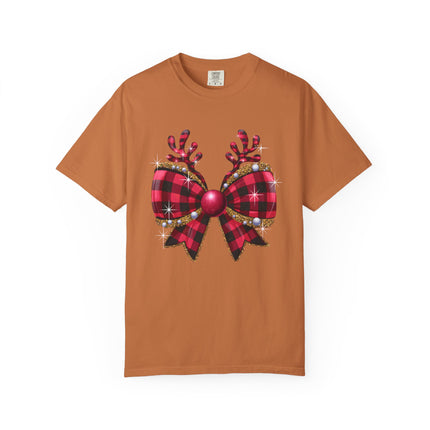 Reindeer Plaid Bow Tee