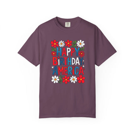 Happy Birthday America Floral Tee