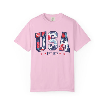 USA Floral Block Tee