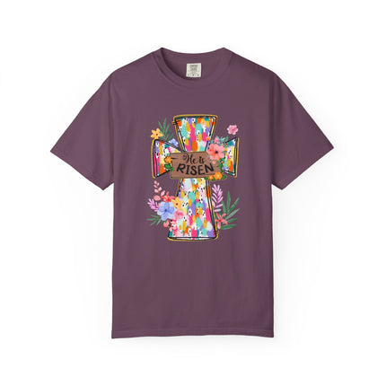 He Is Risen Colorful Cross Tee