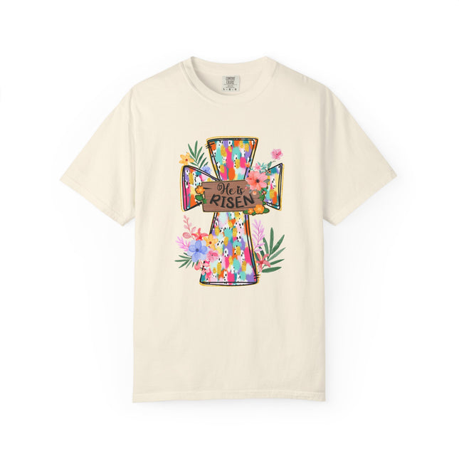 He Is Risen Colorful Cross Tee
