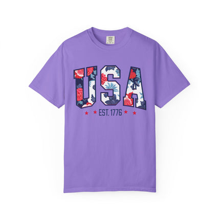 USA Floral Block Tee