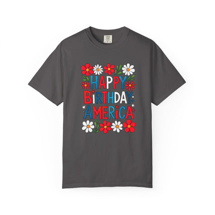 Happy Birthday America Floral Tee