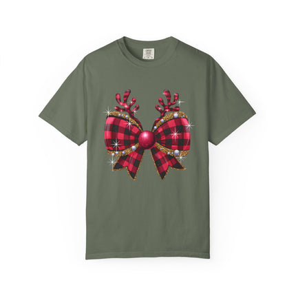 Reindeer Plaid Bow Tee