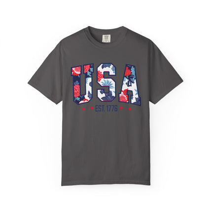 USA Floral Block Tee