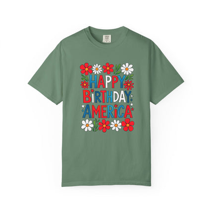 Happy Birthday America Floral Tee