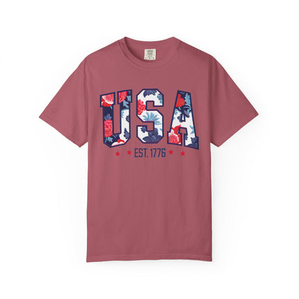 USA Floral Block Tee