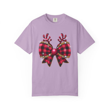 Reindeer Plaid Bow Tee