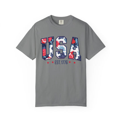 USA Floral Block Tee