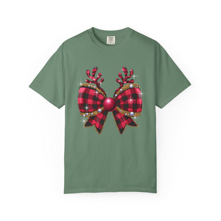 Reindeer Plaid Bow Tee