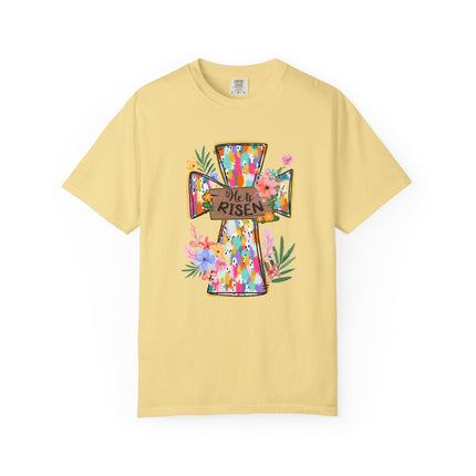He Is Risen Colorful Cross Tee