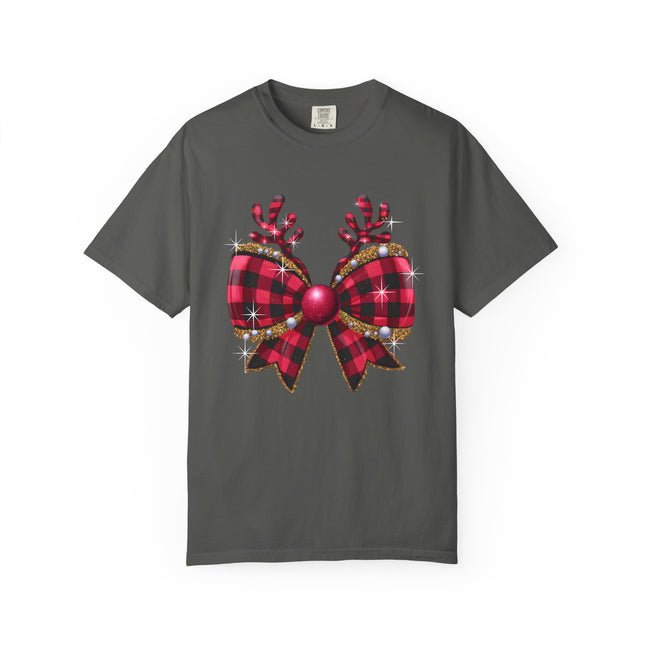Reindeer Plaid Bow Tee