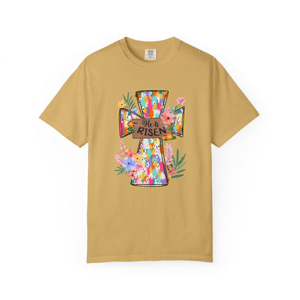 He Is Risen Colorful Cross Tee