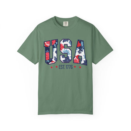 USA Floral Block Tee