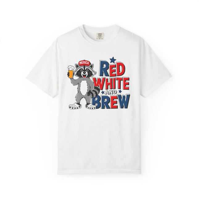 Red White and Brew Raccoon Tee
