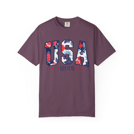 USA Floral Block Tee