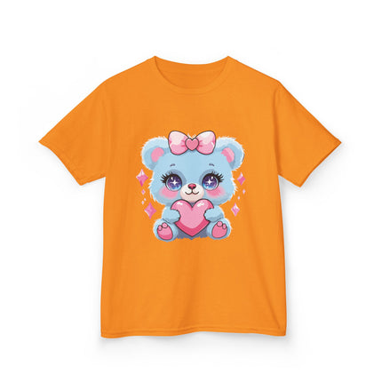 Blue Teddy Heart Kids T-Shirt