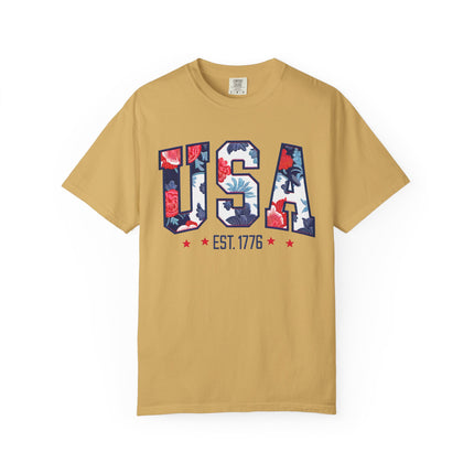 USA Floral Block Tee