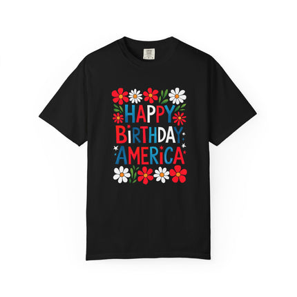 Happy Birthday America Floral Tee