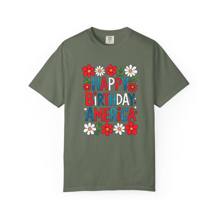 Happy Birthday America Floral Tee