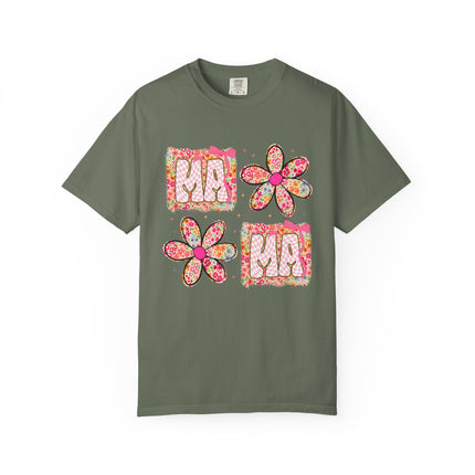 Checkered Floral Mama Tee