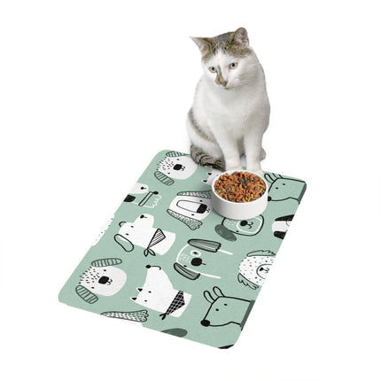 Puppy Faces Pet Food Mat