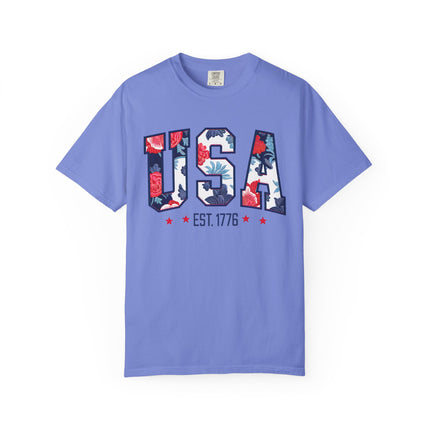 USA Floral Block Tee