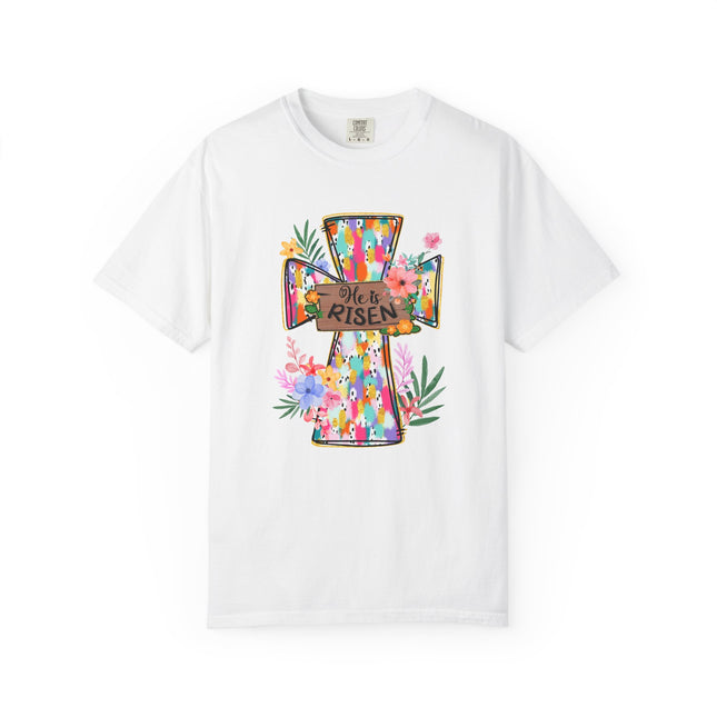 He Is Risen Colorful Cross Tee