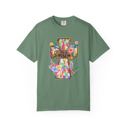 He Is Risen Colorful Cross Tee