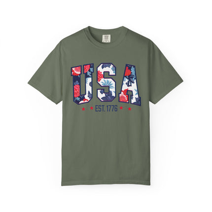 USA Floral Block Tee