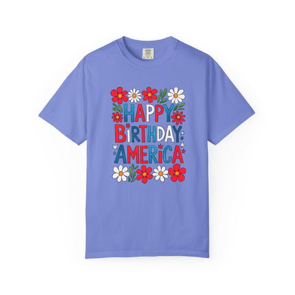 Happy Birthday America Floral Tee