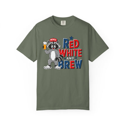 Red White and Brew Raccoon Tee
