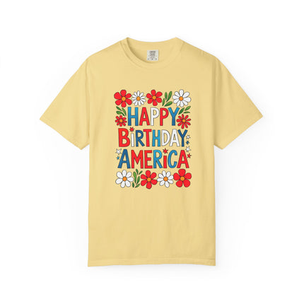 Happy Birthday America Floral Tee