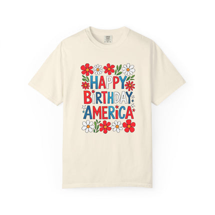Happy Birthday America Floral Tee