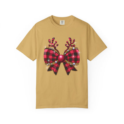 Reindeer Plaid Bow Tee