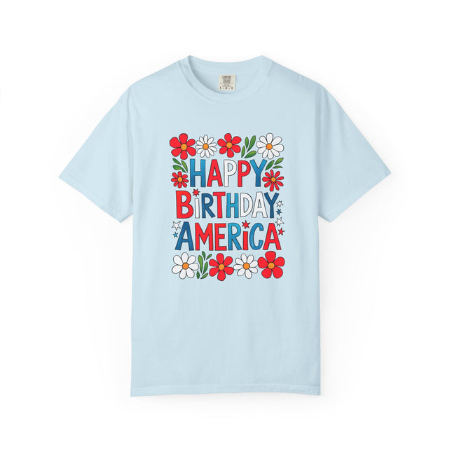 Happy Birthday America Floral Tee