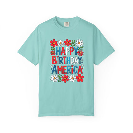 Happy Birthday America Floral Tee