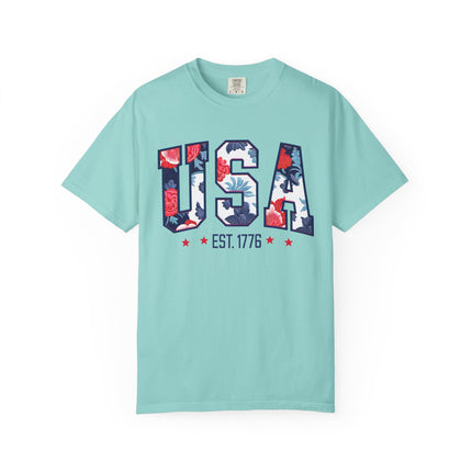 USA Floral Block Tee