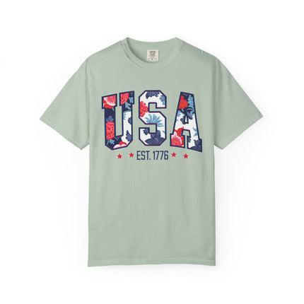USA Floral Block Tee