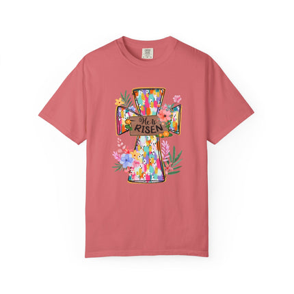 He Is Risen Colorful Cross Tee