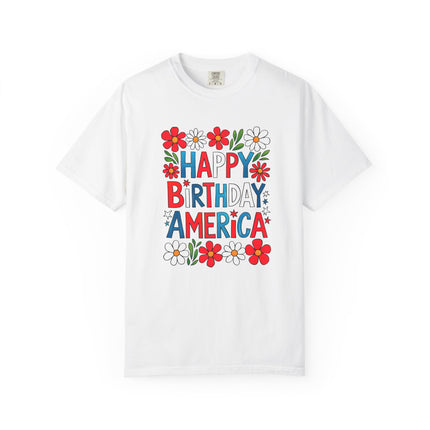 Happy Birthday America Floral Tee