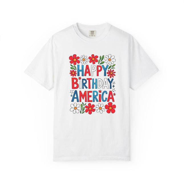 Happy Birthday America Floral Tee