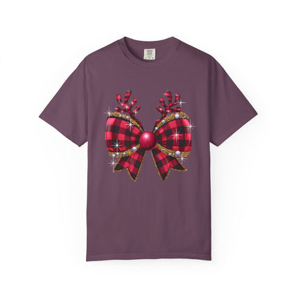 Reindeer Plaid Bow Tee