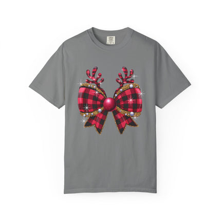 Reindeer Plaid Bow Tee