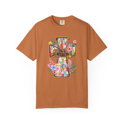 He Is Risen Colorful Cross Tee