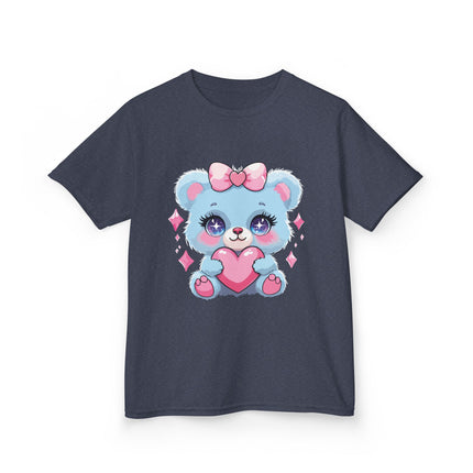 Blue Teddy Heart Kids T-Shirt
