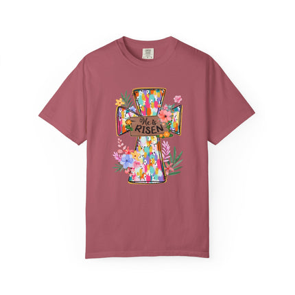 He Is Risen Colorful Cross Tee