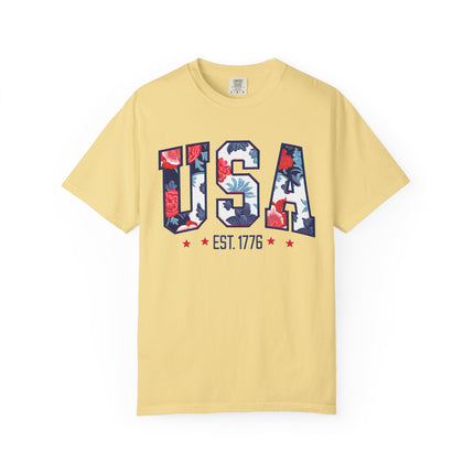 USA Floral Block Tee