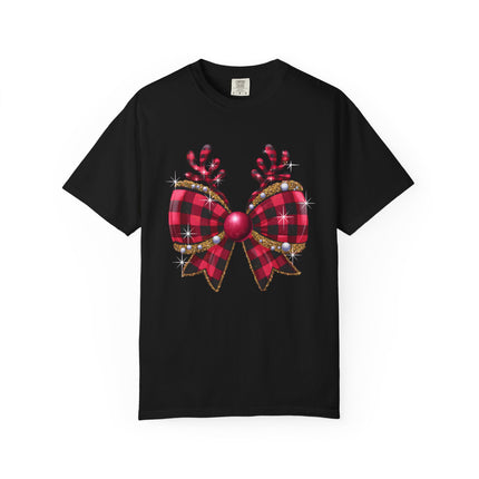 Reindeer Plaid Bow Tee